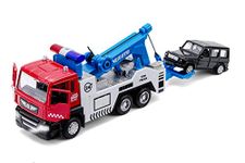 haomsj Kid Toy Tow Truck Pull Back Transport Car Carrier Truck Toy For Boys And Girls, Lights And Sound (Tow Trucks)(Multicolor)