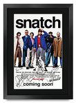 HWC Trading Snatch The Cast Brad Pitt Guy Ritchie Vinnie Jones Benicio del Toro Jason Statham Stephen Graham Gifts Printed Poster Signed Autograph Picture for Movie Memorabilia Fans - A3 Framed