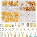 Nafaboig 200PCS Hair Jewelry for Braids, dreadlock accessories, Loc Jewelry for Hair, Hair Braid Rings Clips Beads Braiding Cuffs Charms Decoration for Girls Women