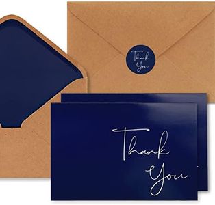 BGTCARDS 30 Pack Navy Blue Thank You Cards with Envelopes, 4" x 6" Professional Thank You Card, Classy Thank You Notes, Perfect for Small Business, Wedding, Graduation, Baby Shower, Bridal Shower