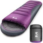 Trail Alpine 400 Hooded Sleeping Bag, 3 to 4 Season Extra Warm Double Quilted 400gsm Hollowfibre Filling, Snug Drawcord Hood, Full Length 2 Way Zipper, Single Adult, Lightweight with Bag (Purple)