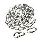 Floyutin 304 Stainless Steel Chain 3/32 in x 5 ft Closed Links Short Chain Weight with 2 Quick Carabiner Hooks Locking Pulling Towing for Outdoor Fence Pet Dog, 1 pcs (2.5mm x150cm)