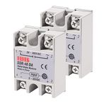 AITRIP 2 PACK DC-AC Single Phase Solid State Relay,24V-380V SSR-40DA 40A 3-32V DC-AC Solid State Relay Module