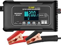 NEXPEAK NC301 20-Amp Car Battery Charger, 12V and 24V Smart Fully Automatic LiFePO4 Lithium Battery Charger Maintainer Trickle Charger w/Temp Compensation for Car Truck Lawn Mower Boat Batteries