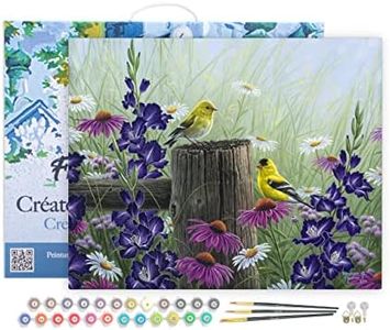 Figured'Art Paint by Numbers Kit for Adults with Frame Goldfinch Birds 16"x20" - Craft Art Painting DIY Kit Canvas Already Stretched on a Wooden Frame