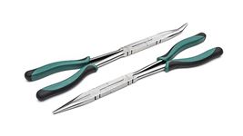 SATA 2-Piece Double X-Pliers Set, Straight Body and 45 Degree Tip, with Green Handles and a Long-Nose Design - ST70003U