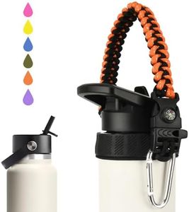 Miracredo Paracord Handle for New Hydro Flask 2.0 Wide Mouth Water Bottle with Rubber Ring & Carabiner, Easy Carry Strap Holder for Hydro Flask Water Bottle, Fit 64oz Hydroflask