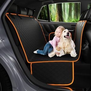 Dog Seat Cover, Waterproof Dog Car Seat Cover Back Seat Hammock, Side Flaps & Dog Seat Belt, Scratchproof Pet Seat Cover for Cars, Trucks, SUVs - 147 x 137cm