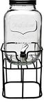 Circleware Sun Tea Mini Mason Jar Glass Beverage Dispenser with Lid Glassware for Water, Juice, Beer, Wine, Liquor, Kombucha Iced Punch & Cold Drinks, Classic, Yorkshire 1 Gallon with Stand