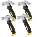 ZEONHEI 4 Pack 8 Oz Stubby Claw Hammer, Multifunction Small Mini Hammer, Bright Polished Head and Soft Comfort Grip Handle, Non Slip Nail Hammer for Household DIY Maintenance