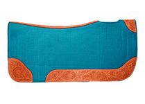 Equitack Horse Saddle PAD Western Contoured Wool Felt Moisture Wicking Saddle Pad Sky Blue (Felt Wool, 32 inch X 32 inch)