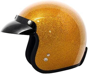 VCAN V85C 3/4 Open Face Motorcycle Helmet DOT Approved (Gold Metallic, Large)