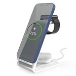 ChargeWorx 3-in-1 Multi-Charging Stand for Smartphones, Wireless Earbuds, Smartwatches | 15W Fast-Charging | Clutter-Free Multi-Charger | Home & Office Desk Charging | Standalone Smartphone Stand