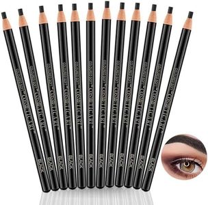 12 Pcs LáPiz de Cejas PortáTil Impermeable,LáPices de Cejas Negro,Pull Cord Peel-Off Eyebrow Pencil Tattoo Tattoo Makeup for Marking,Filling and Outlining,Delinea FáCilmente Una Forma de Ceja Natural