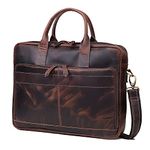 VC VINTAGE COUTURE Leather briefcase bag for men Leather Laptop Bags For Men and Women Travel Messenger Bag, Brown, 16 Inch Briefcase, 16" Laptop Briefcase