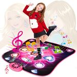 JUYOUNGA Dance Mat Toys for Girls - Play Mat with LED Lights, Adjustable Volume, 5 Game Modes, Built-in Music, Dance Game Pad Toy Christmas Birthday Gifts for 3 4 5 6 7 8 9+ years old kids