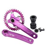 KOOZER Bicycle Crank Arm Set BCD 104 Road Mountain Bike Crankset with Bottom Bracket With 38T Single Chain Ring Chainrings (Purple)