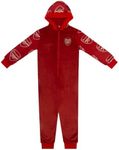 Arsenal FC Official Football Gift Kids Fleece Hooded All-in-One Red 12-13 Years