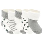 Ateid Baby Toddler Ankle Thick Socks Winter Socks Pack of 5, 0-6 Months (Label Size S), Grey