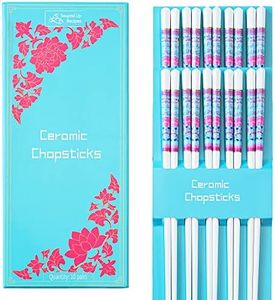 Long-lasting Ceramic Chopsticks (10 pairs) - Lotus Flower Design