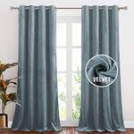 Smarcute Luxury Velvet Curtains for Bedroom/Living Room Darkening Ultra Thick Soft Velvet Window Curtain Draperies Home Decoration Eyelet Curtains Pair 2 Pieces, Each W132cm x D213cm, Stone Blue