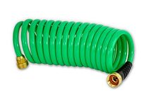 HoseCoil 3/8 inch ID Self Coiling Garden, RV, Marine, Automotive Outdoor Water Hose Pipe (25 feet), Now Available in Green