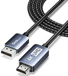 DisplayPort to HDMI Cable 4K 60Hz, DP to HDMI Cable 8ft, High Speed Display Port Cable UHD Monitor Cord, Unidirectional Male Braided Cord for DELL/HP/Samsung/TV/PC/Laptop/More