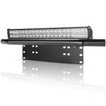 LITEWAY License Plate Light Bar - 20 Inch LED Light Bar 23 Inch License Plate Holder Kit, Bull Bar Style Aluminum Number Plate Frame with Spot Flood Beam Light Bar for Off Road ATV UTV SUV