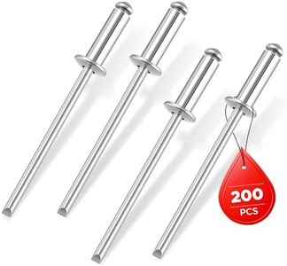 WORKPRO 200Pcs Aluminum Blind Rivets, 1/8" x 3/8" Pop Rivets Assortment, Aluminum Grip and Steel Mandrel, for Metal, Marine Boat, Automotive, Railway, and Duct Work- Pack of 200, Silver