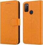 iPEAK For Alcatel 1S 2021 Case/Alcatel 3L 2021 Case (6.52’’) Leather Flip Magnetic Closure Folio Book Kickstand Card Holder Wallet Cover Full Protection for Alcatel 1s / 3L 2021 Phone (Orange)