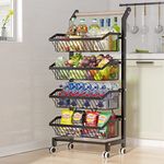 COVAODQ 4 tier trolley on wheels, kitchen black vegetable rack for kitchen(90*40*30cm)