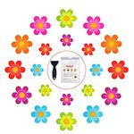 Bathtub Stickers Non-Slip, 20 PCS Safety Shower Treads Adhesive Bright Flowers Appliques with Premium Scraper