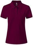 MoFiz Women's Short-Sleeve Polo Shirts Cotton Golf Top Casual Sports Gym Work Tee Shirts Wine-red Size XL