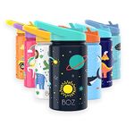 BOZ Kids Insulated Water Bottle with Straw Lid - Stainless Steel Vacuum Double Wall Toddler Water Bottle, 14 oz (414ml) Scratch-Resistant BPA-Free and Dishwasher-Safe Kids Water Bottle (Space)