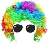 Kapoor Crafts Clown Joker Curly Malinga Hair Wig Funky Party Costume Halloween Wig holi celebration (Multi-Color Rainbow)