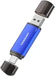 Vansuny 128GB USB Type-C Flash Drive 2-in-1 Dual Flash Drive USB A + USB C OTG Flash Drive for Android Smartphone Tablet Computer Laptop (Blue)