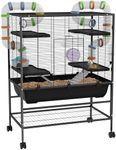 PawHut Large Hamster Cage, Rat Cage with Wheels, Tubes, Storage Shelf, Ramps, Running Wheel, Food Dish, Water Bottle, for Gerbils, Syrian Hamster - Black
