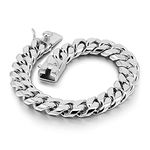 Fashion 925 Sterling Silver Solid Miami Cuban Link Chain Bracelet 8MM - 16MM- Curb Cuban Bracelet Solid Thick Big Link Bracelet for Men Boys- 7-10 Inch Jewelry (12MM 7 inch)