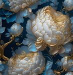 REDAMANCY Vintage Dark Navy Blue Gold White Peony Large Floral Peel and Stick wallpaper stick on contact paper vintage wall paper easy peel off for nightstand drawer cabinet renter