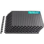 Yes4All HQKY Interlocking Exercise Foam Mats – Interlocking Floor Mats for Gym Equipment – Eva Interlocking Floor Tiles (24 Square Feet – Black – 6 pcs)