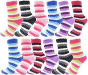12 Pairs of Fuzzy Socks For Women, Warm, Soft Furry Microfiber, Comfortable, Cozy, Bulk Pack