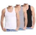 Bahob® New Mens Vest Multi Pack Lot Basic Regular Fitted Cotton Tank Top Athletic Soft Assorted Pack of 3 (3 Pack Black White Grey, S)