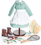 The Queen's Treasures 18 Inch Doll Clothes & Accessories, Little House Prairie Dress Hat, Boots, and 5 Piece Fishing Accessory Set, Compatible for Use with American Girl Doll