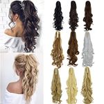 24 Inch Long Ponytail Extension Claw Clip in Ponytail Hair Extension Curly Ponytail Extensions Synthetic Hairpiece for Women (Light Chestnut Brown)