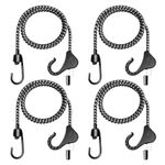 Joneaz 36 Inch Bungee Cords with Hooks Adjustable, 4-Piece,UV Resistant