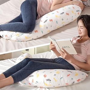 BYRIVER Almohada Larga de Cuerpo Completo para Adultos, Soporte para la Rodilla del Vientre del Becerro, abrazar el Embarazo, abrazar el sueño, Funda de Almohada de algodón de Jersey Desmontable