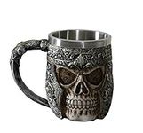 OTARTU 400ML Skull Coffee Mug Viking Skull Beer Mugs Stainless Steel Liner Gift for Men Father's Day Gifts