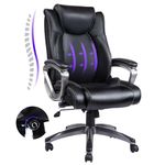 Office Chair Executive Office Chair PU Leather Computer Desk Chair with Adjustable Lumbar Support High Back Thick Padding (Classic Black)