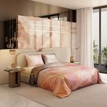 Stoa Paris 300TC UltraSatin King Size Comforter Set with Bedsheet & 2 Pillow Covers, Hypoallergenic, Year-Round Use, Wrinkle & Fade Resistant, Wedding Gift for Couples, Louvre - Blush, Grey, Peach