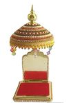 Tej Gifts Microfiber Diamond Studded Umbrella Chhatra For Action God Idol, Car Dashboard/Office Desk/Table/Home Decor Showpiece, Chatri Aasan For Murti, Ideal Gift Item (Golden, 7.8")